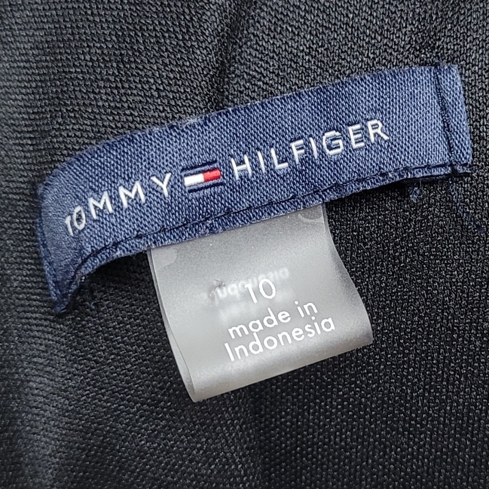 Tommy Hilfiger Women's Blue Black Floral Tie-Neck Puff Sleeve Casual Day Dress - Picture 11 of 12